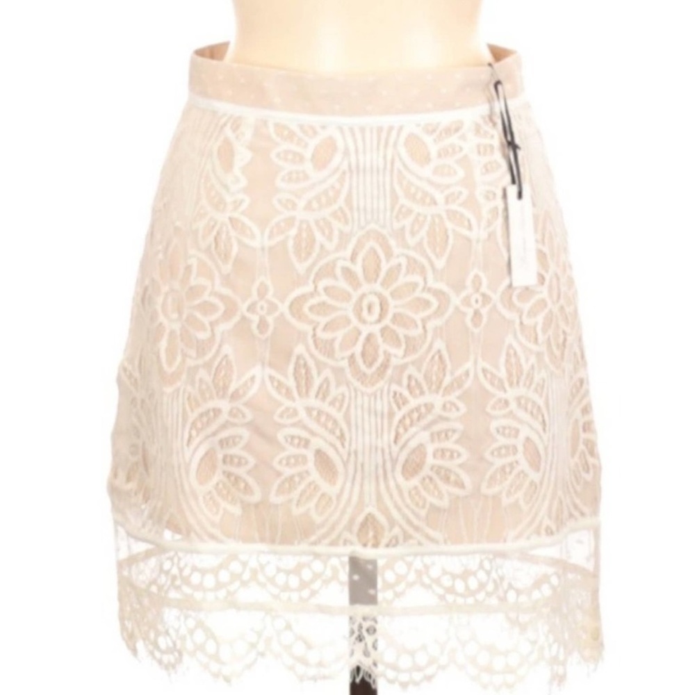 Lovers + Friends Ivory Ella Lace Formal Skirt